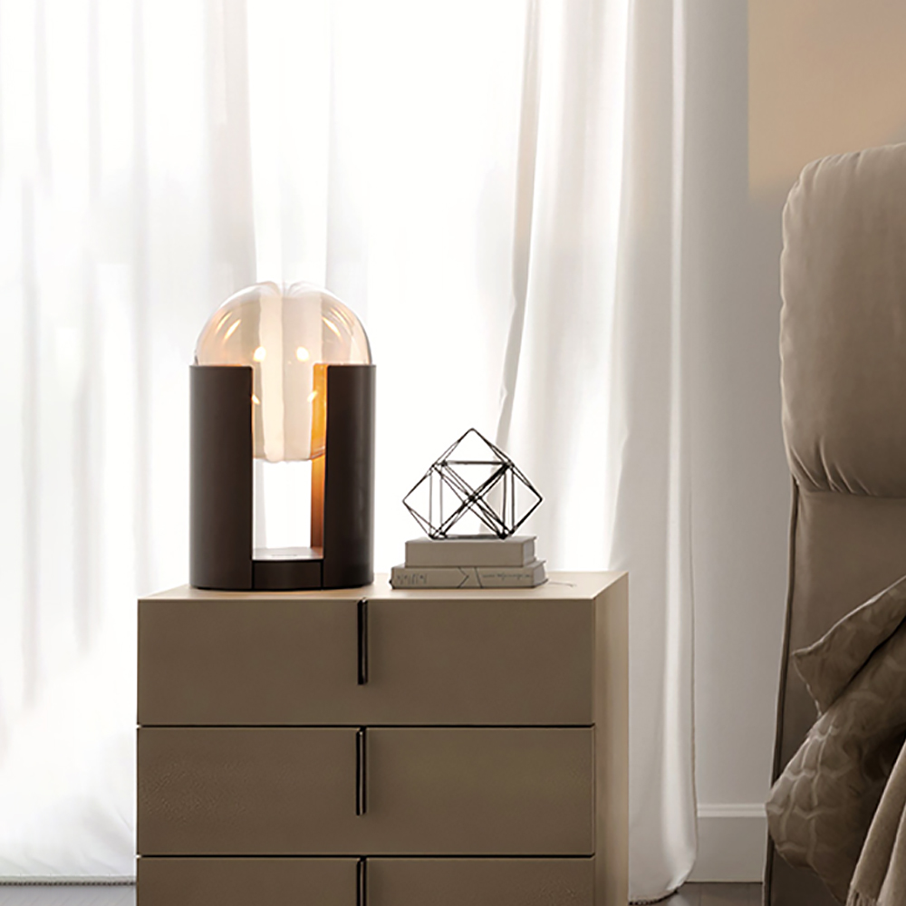 

Modern 2-Light Amber Table Lamp with On / Off Switch & Glass Globe Shade