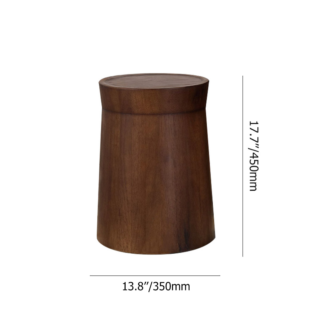 Small Cottage Round Wood Side Table Tray Top in Walnut