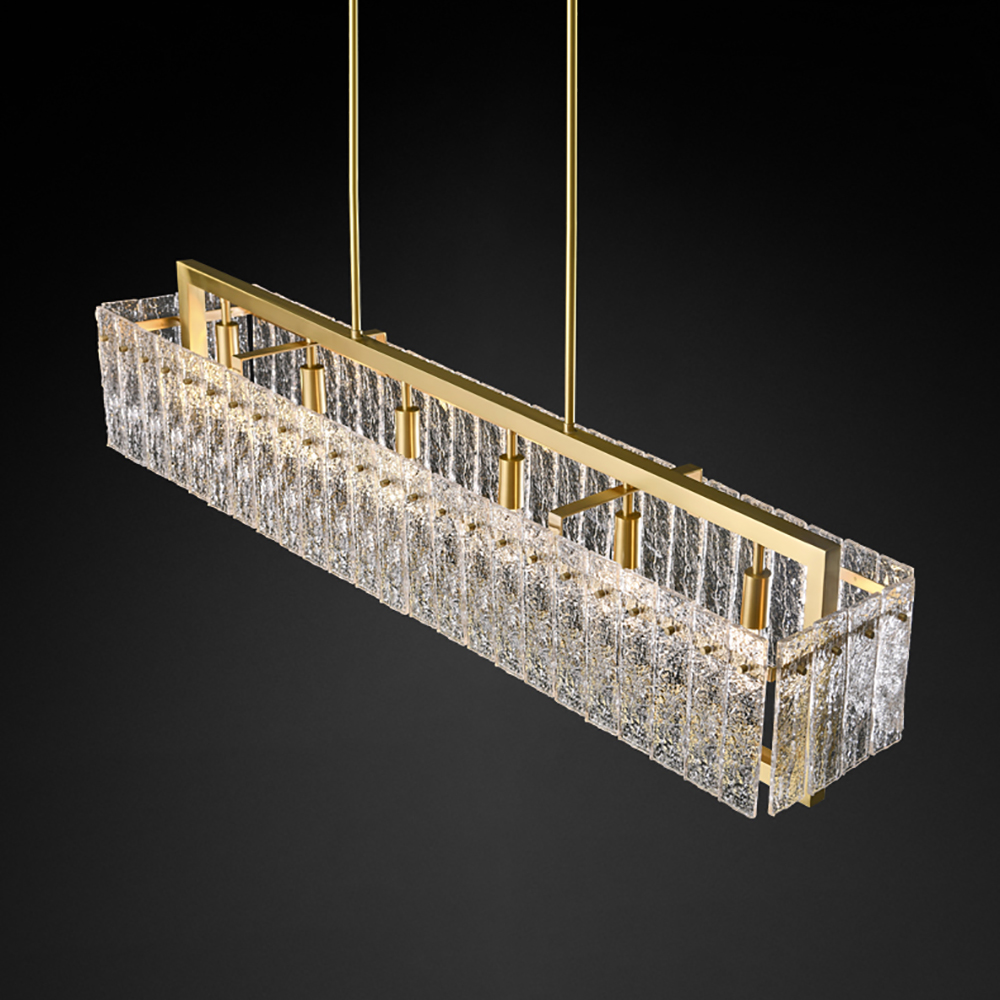 

Postmodern 5-Light Glass Kitchen Island Light with Adjustable Rods in Brass