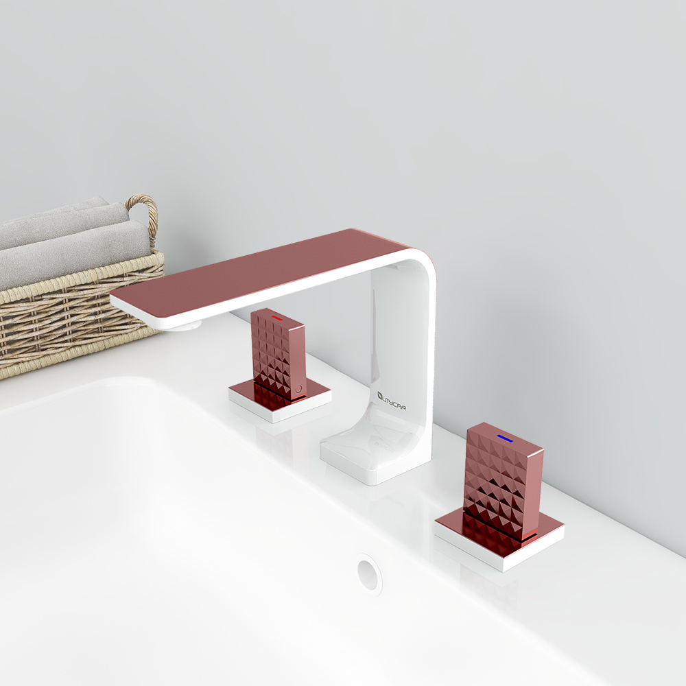 

Geometric Widespread Bathroom Sink Faucet Solid Brass