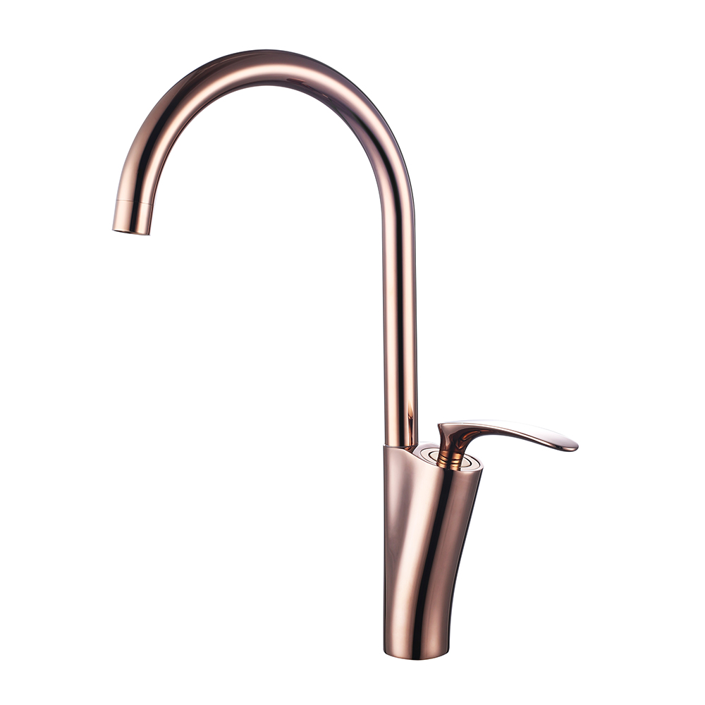 Single Lever Handle Kitchen Tap Mono Rose Gold Solid Brass