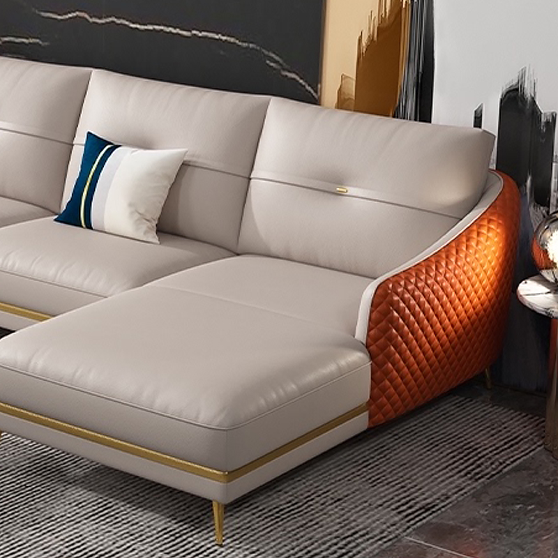 120" Modern Beige L-Shaped Sofa Sectional Sofa & Chaise