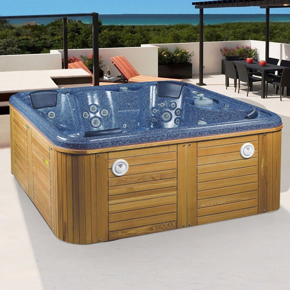 

83.5" Blue Square Outdoor Acrylic 55-Jet Hot Tub Suitable for 6 Person