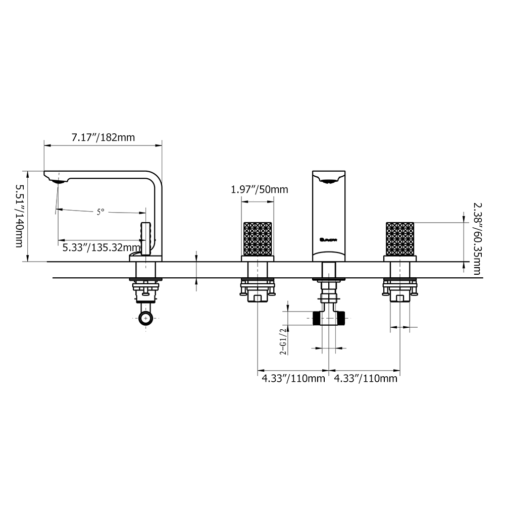 Plazy Geometric Widespread Bathroom Sink Faucet Solid Brass Bathroom Remodel Homary UK