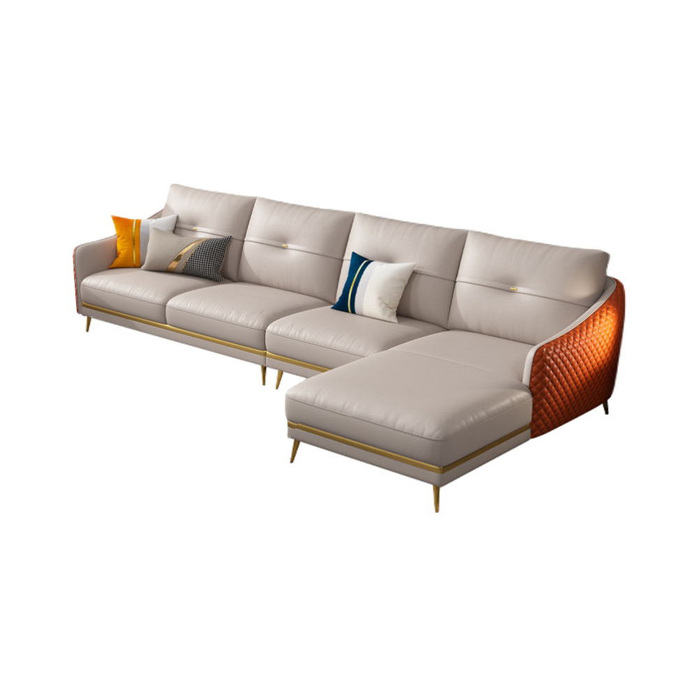 120" Modern Beige L-Shaped Sofa Sectional Sofa & Chaise