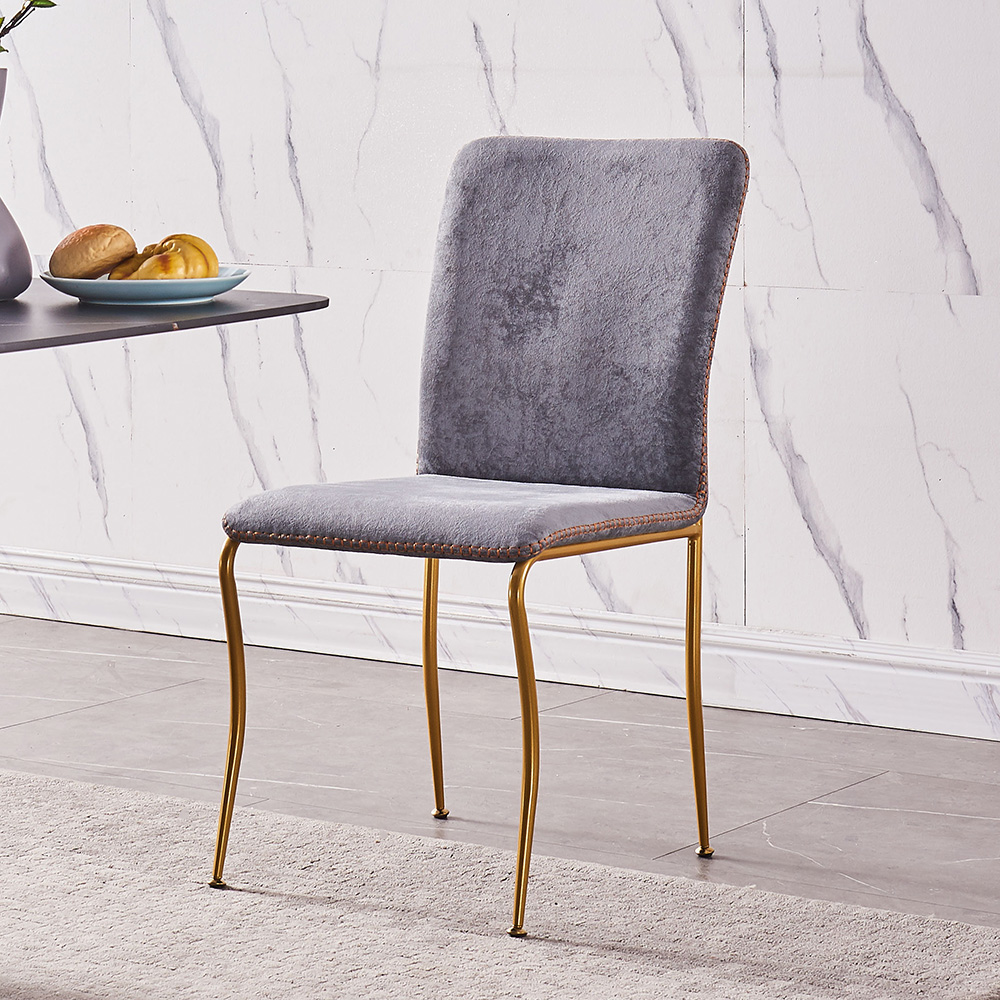 

Modern Leath-Aire Armless Dark Gray Dining Chair with Metal Legs Set of 2