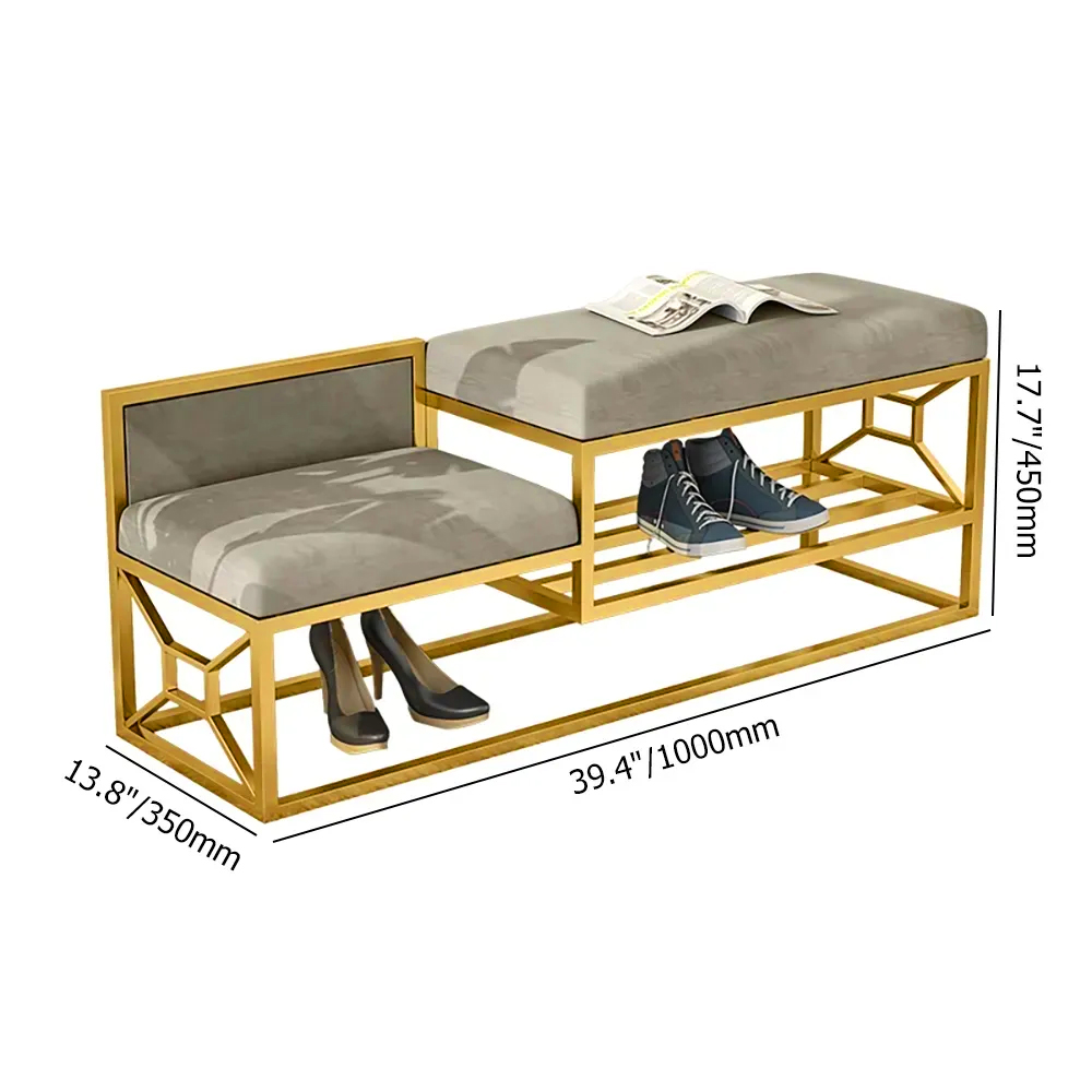 1000 mm grüne Schuhbank Eingangsbank Samt gepolstert mit Metallrahmen