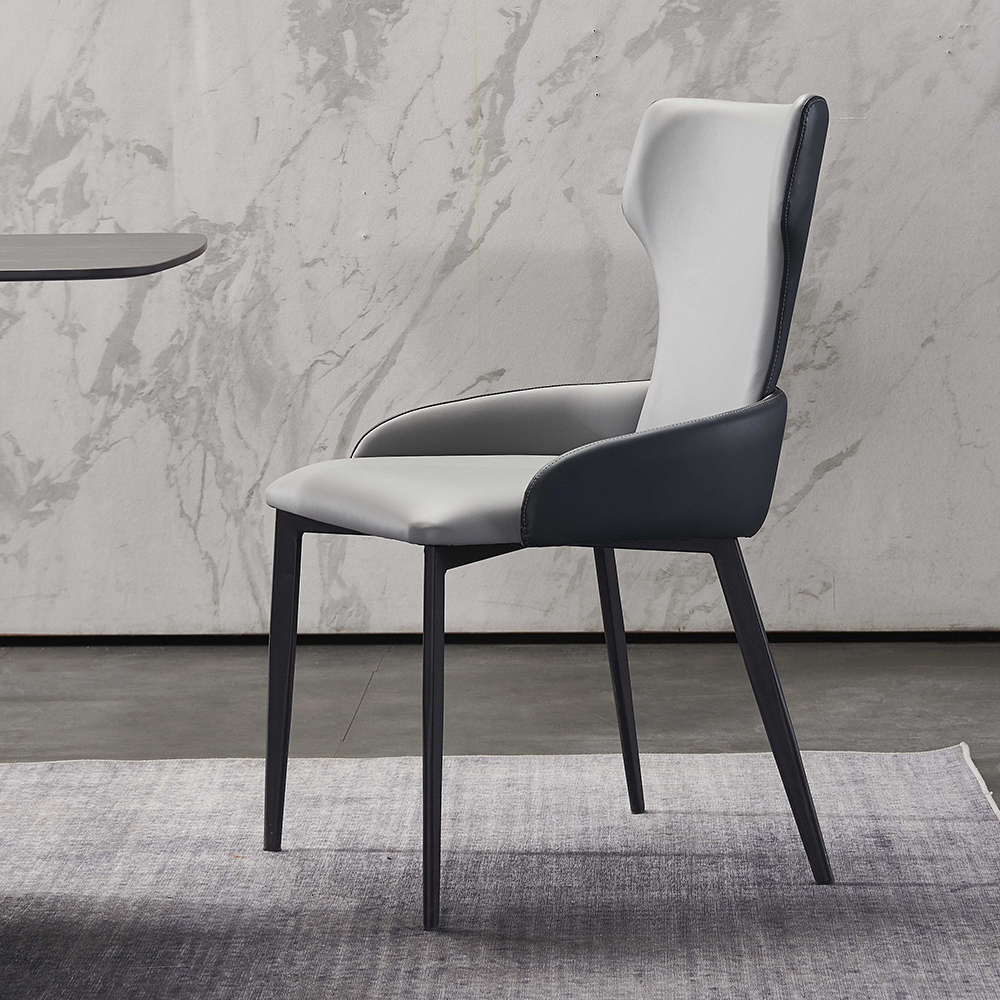 

Dark Gray Modern Dining Chair Faux Leather Dining Chair Set of 2
