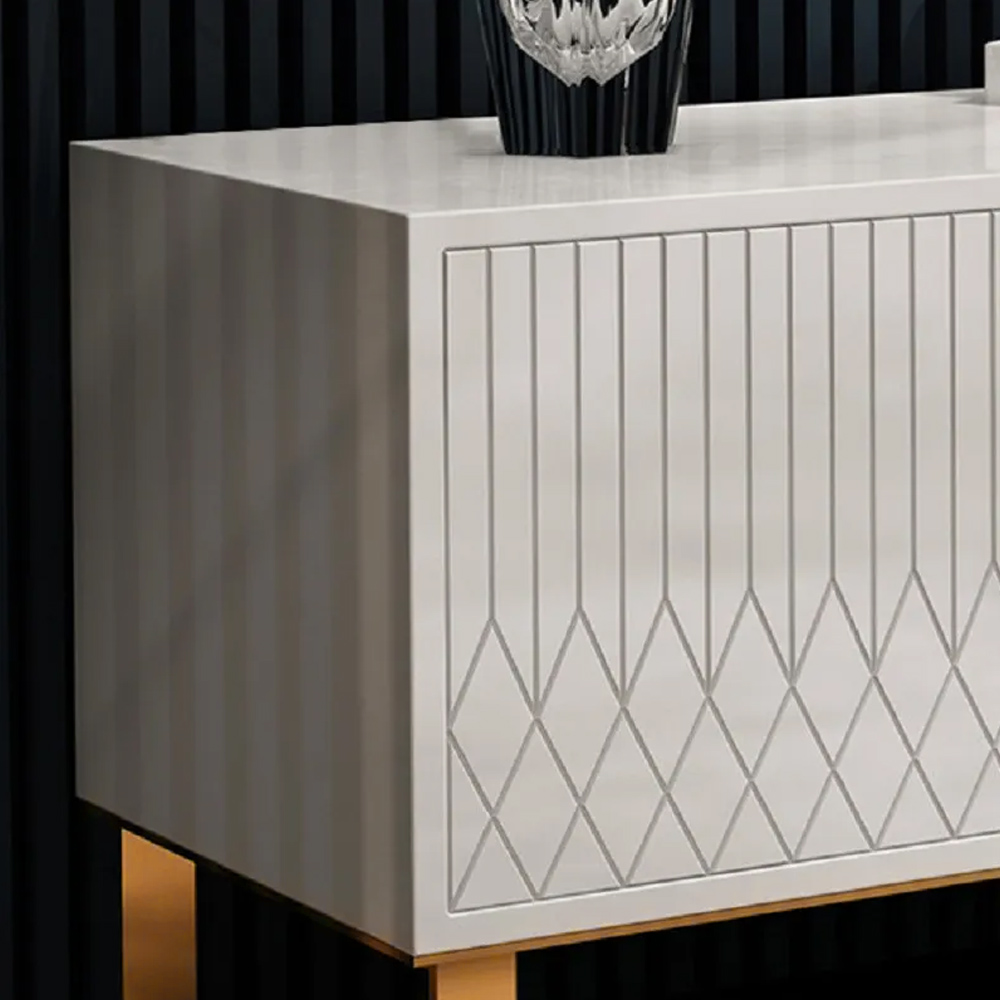 Aro Moderner rechteckiger Fernsehtisch aus weißem Holz mit