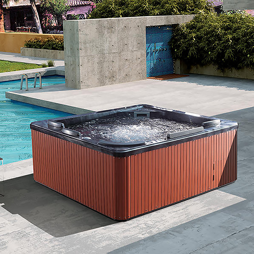 92.13" 5-person 75-jet Acrylic Outdoor Massage Tub With Sitting & Lying Seats