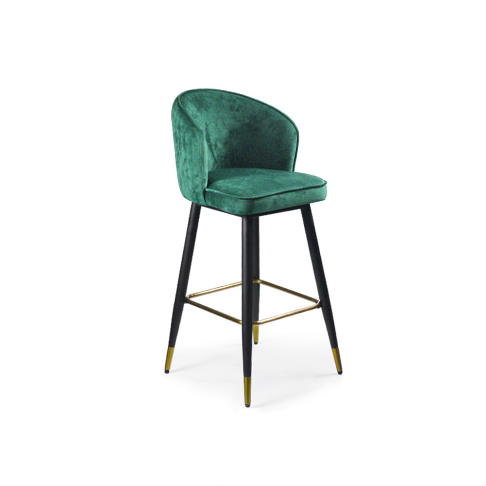 Green Counter Height Bar Stool Tufted Upholstered Velvet Counter Stool Footrest