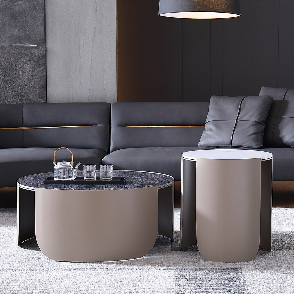 

2 Pieces Contemporary Stone Top Coffee Table Set