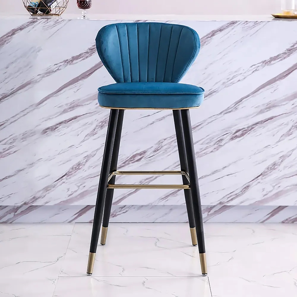 

Blue Velvet Upholstered Counter Height Bar Stool with Back Set of 2