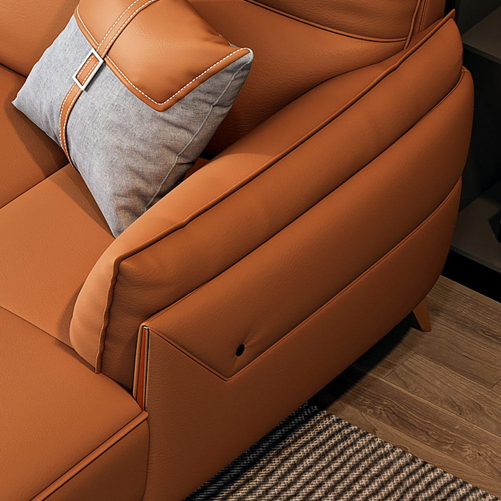 126" Modern LShaped Orange Upholstered Sectional Sofas with ChaiseHomary