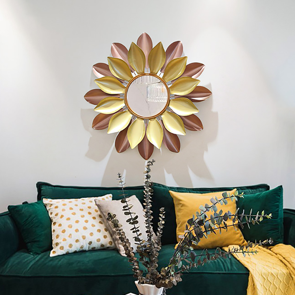 

Modern 3D Lotus Pattern Metal Decorative Wall Mirror