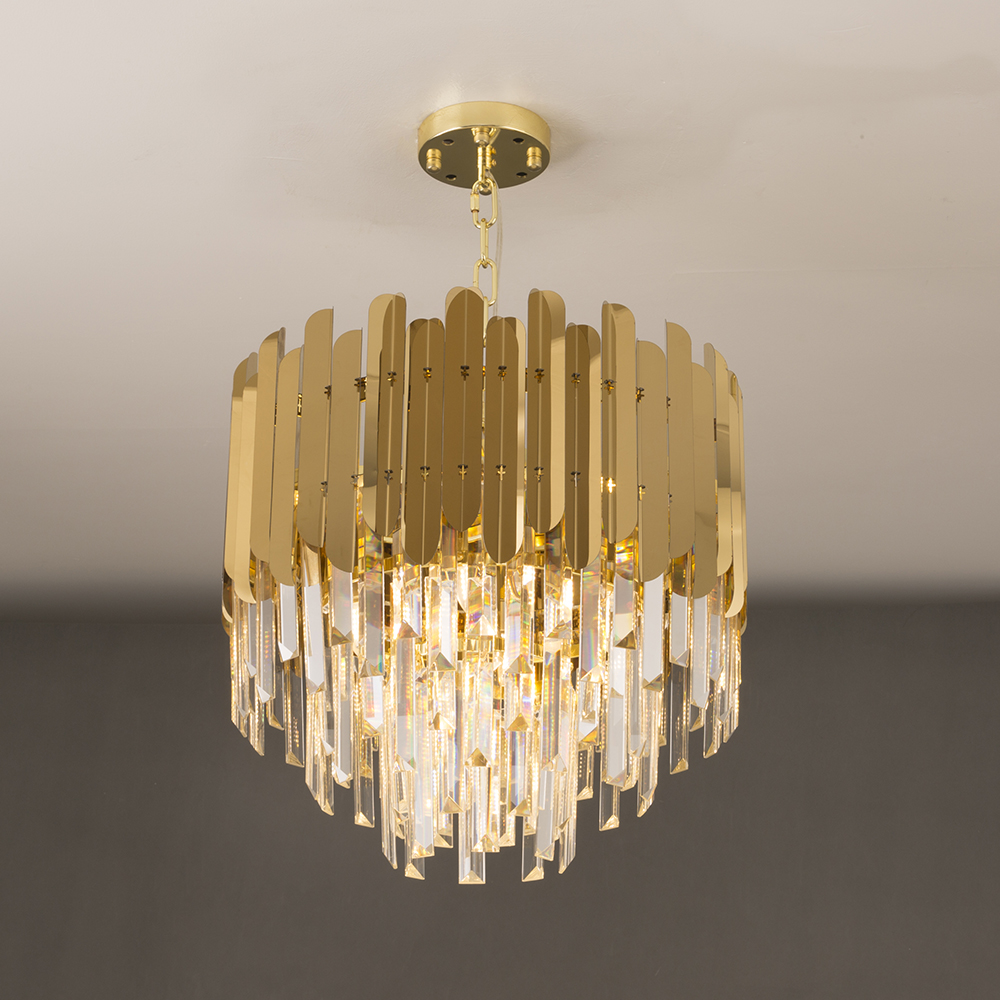 

Modern 7-Light Tiered Crystal Chandelier with Adjustable Chain