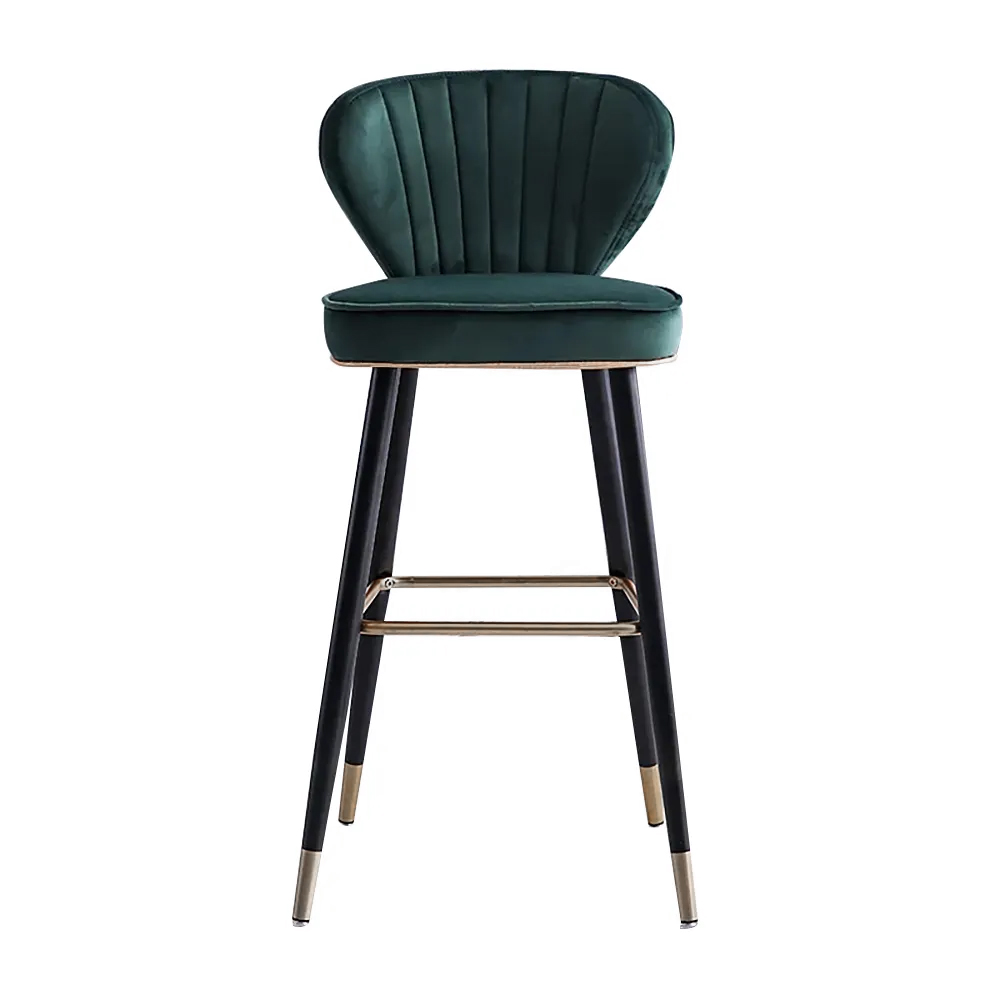 Green Velvet Upholstered Counter Height Bar Stool with Back Set of 2