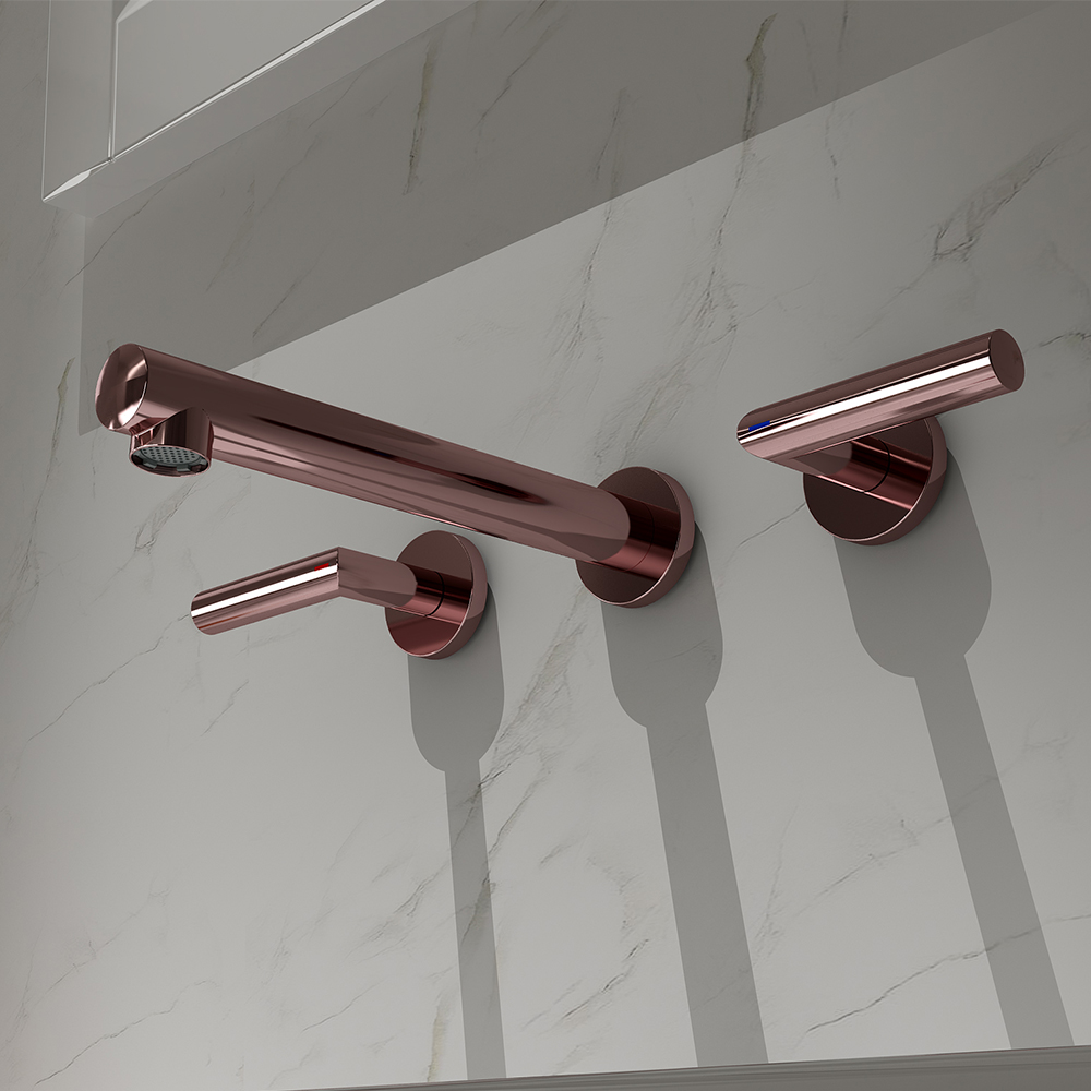 

Wall Mounted Bathroom Sink Faucet Solid Brass Double Handles