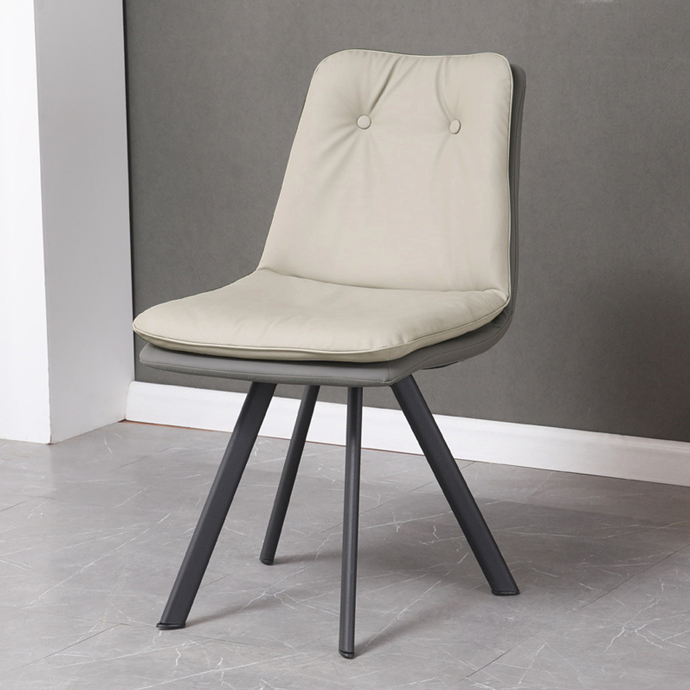 

Modern Upholstered Gray Dining Chair PU Leather Side Chairs