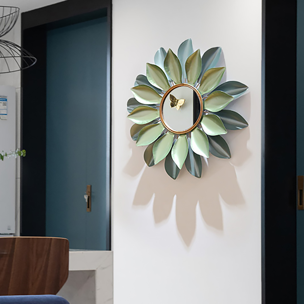 Modern 3D Lotus Pattern Metal Decorative Wall Mirror