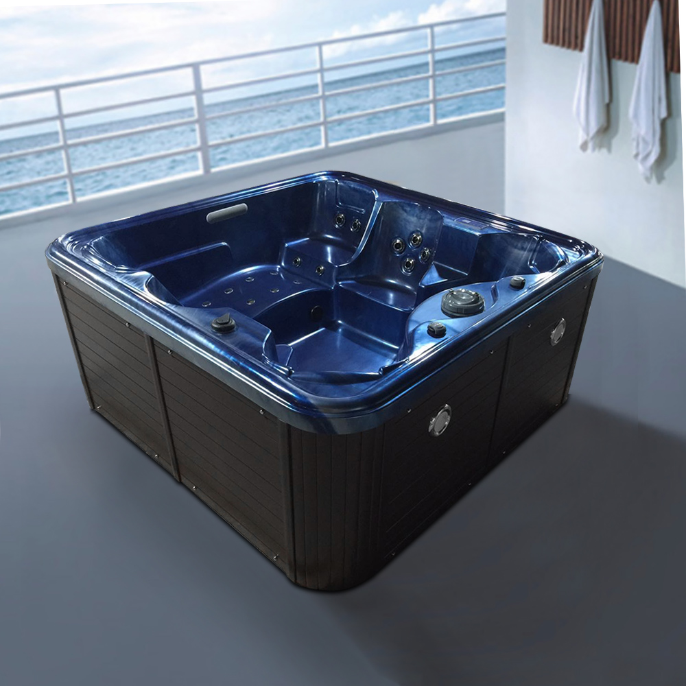 

83.5" Blue Square Outdoor Acrylic 55-Jet Hot Tub Suitable for 6 Person