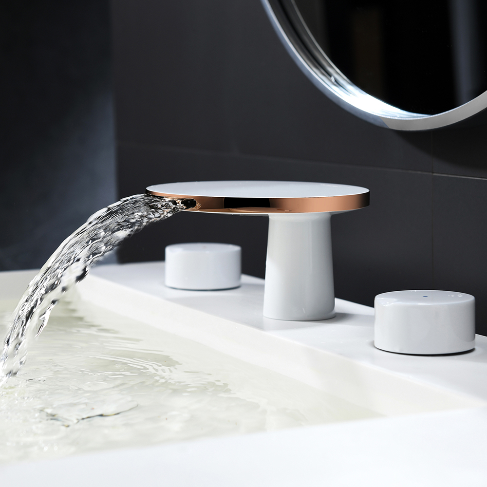

Waterfall Widespread Bathroom Sink Faucet Solid Brass