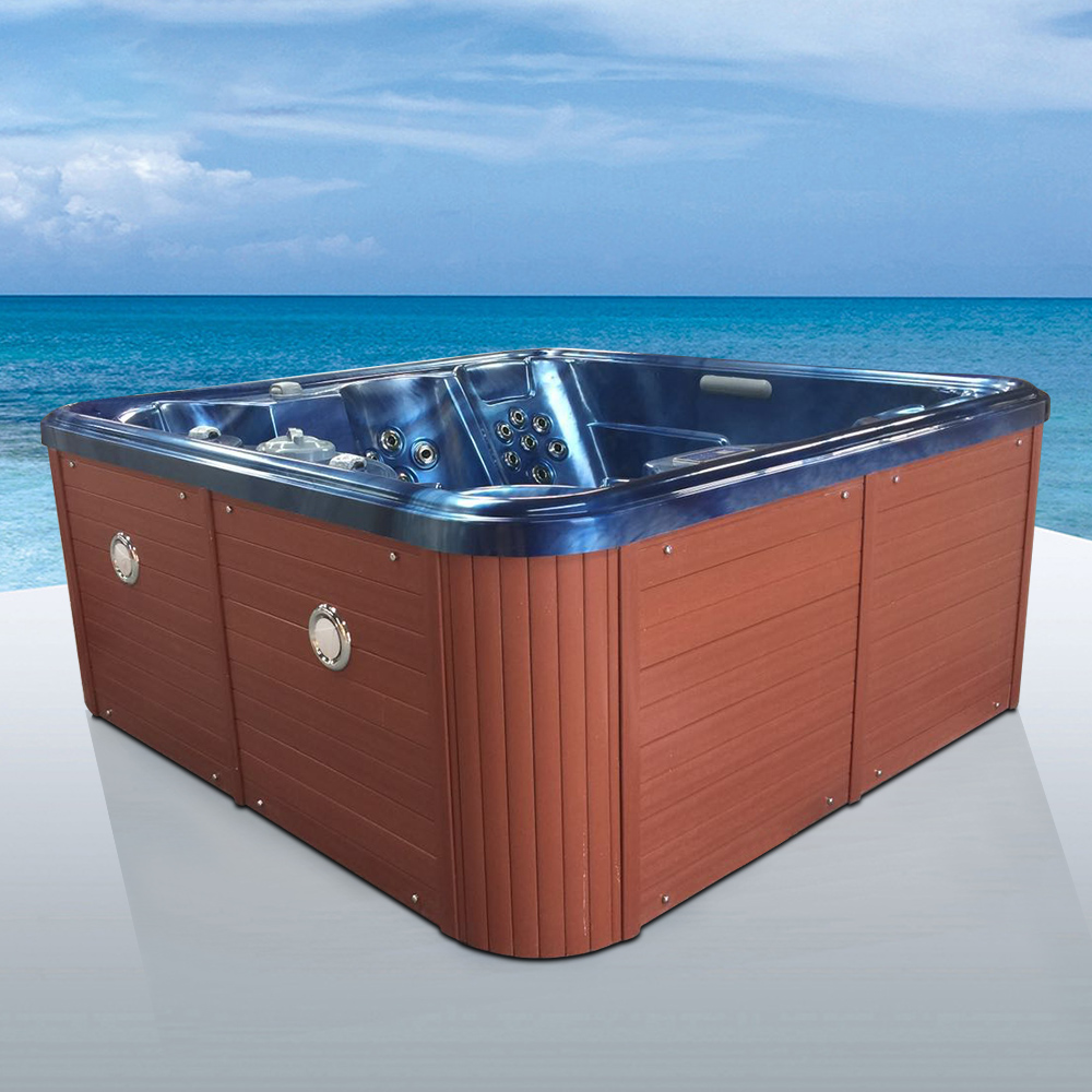 

83.5" Blue Square Outdoor Acrylic 55-Jet Hot Tub Suitable for 6 Person