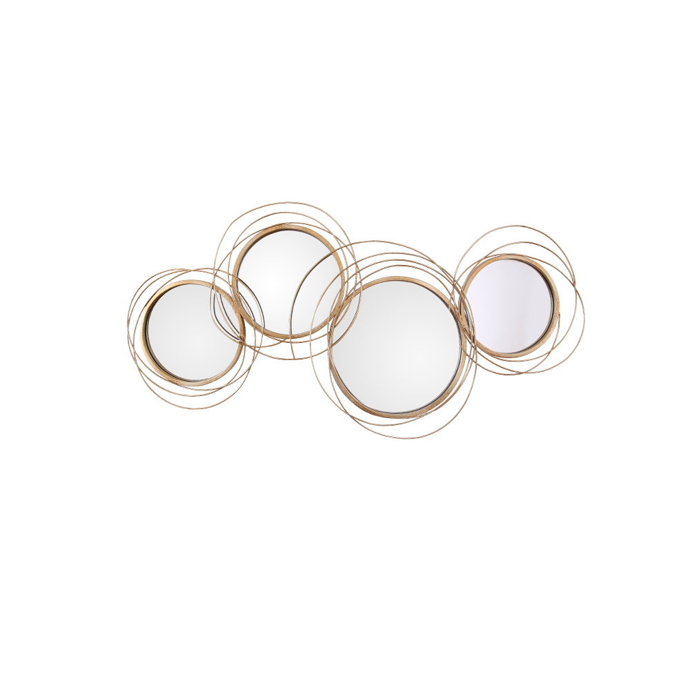 Light Luxury Creative 3D 4 Rings Round Gold Metal Wall MirrorHomary