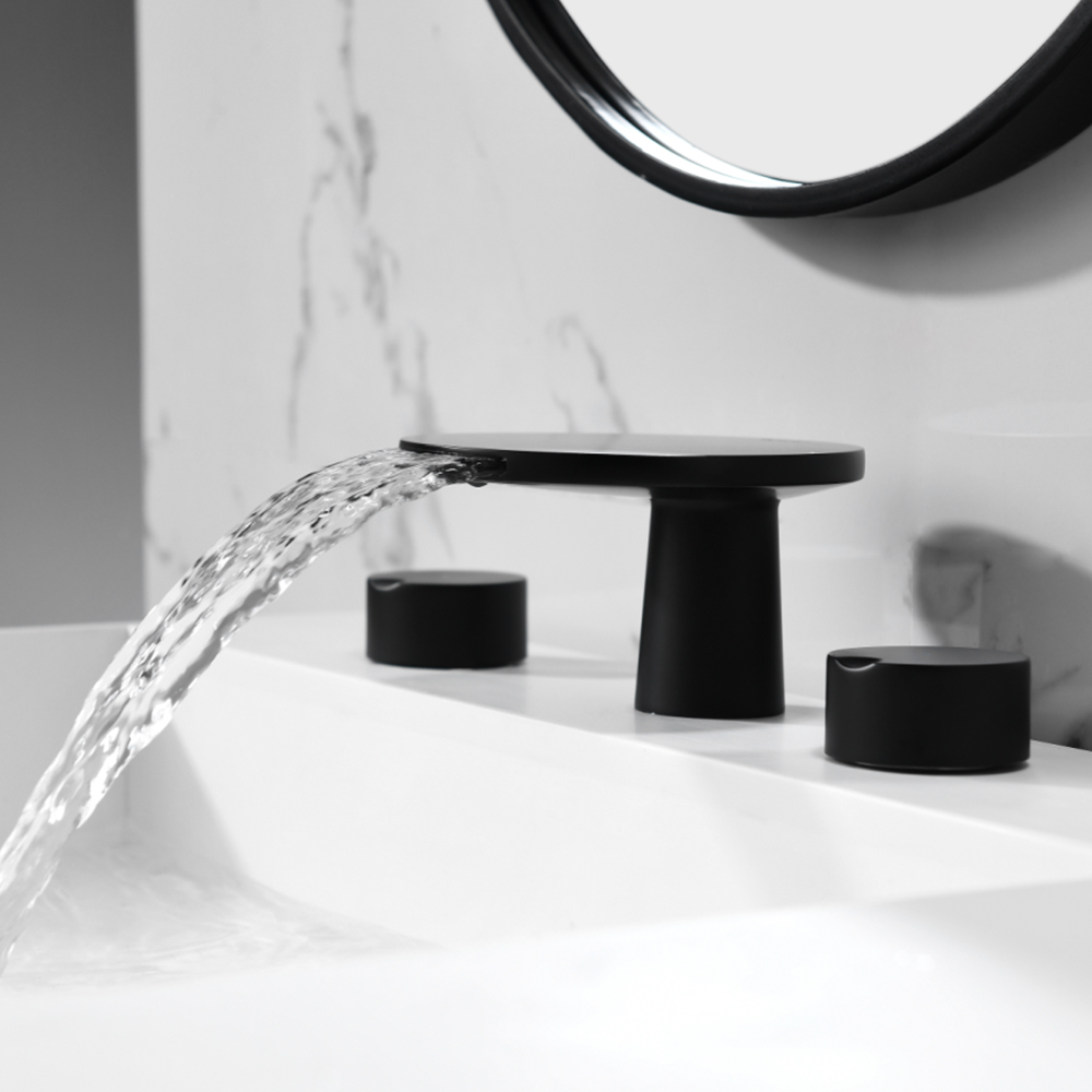 

Waterfall Widespread Bathroom Sink Faucet Solid Brass