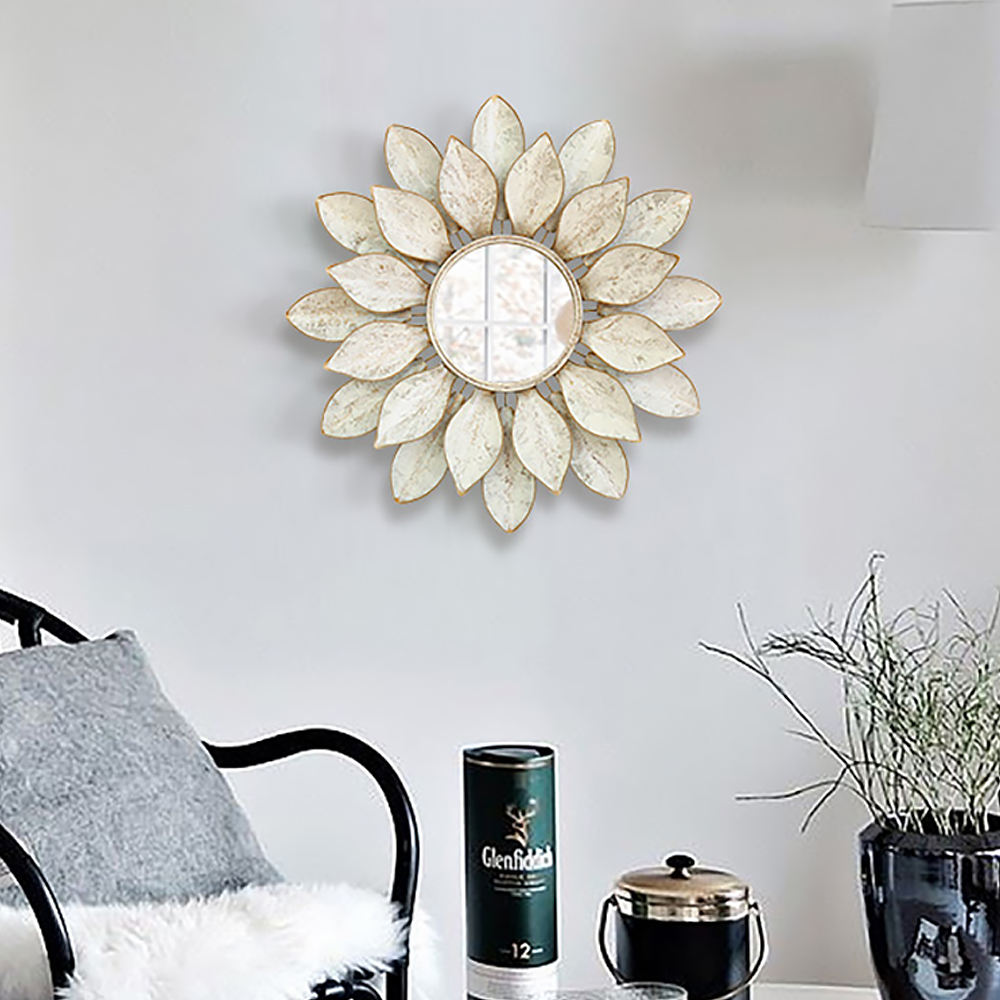 

Modern 3D Lotus Pattern Metal Decorative Wall Mirror
