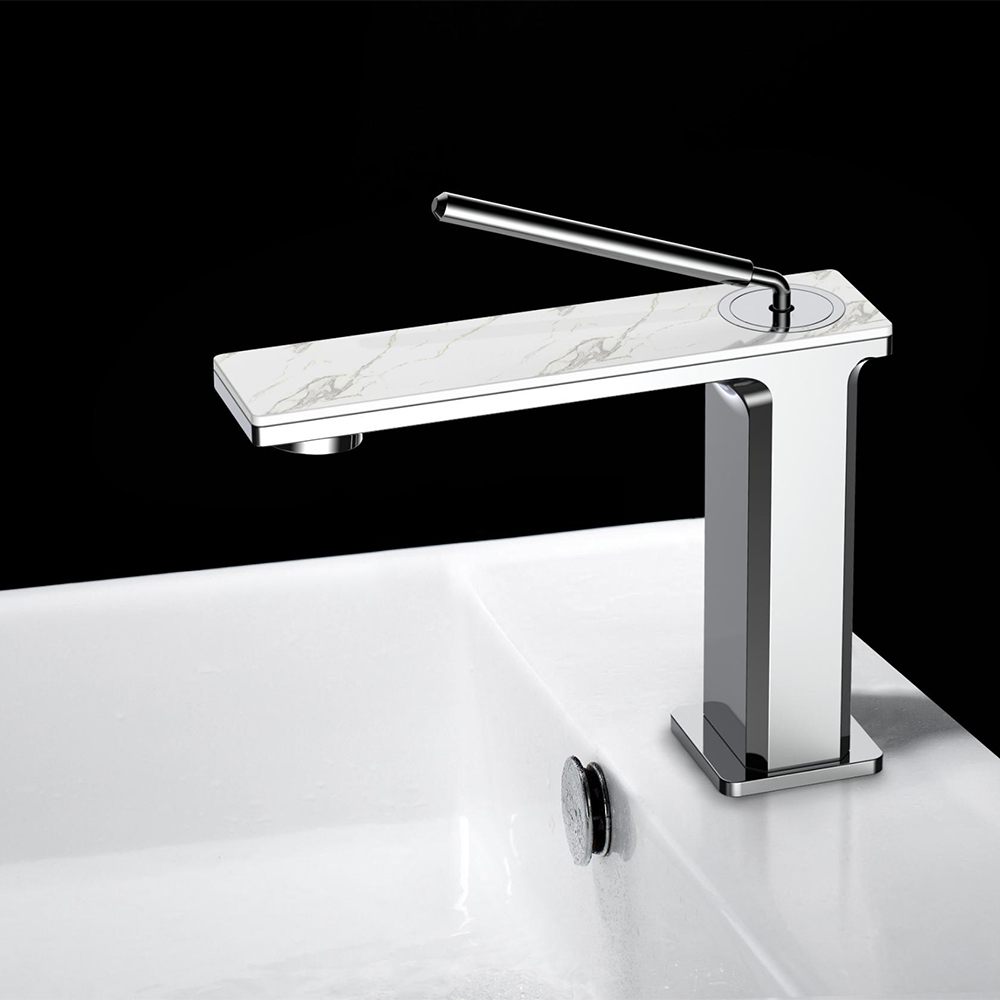 

Polished Chrome 1-Hole Bathroom Sink Faucet Single Handle Solid Brass