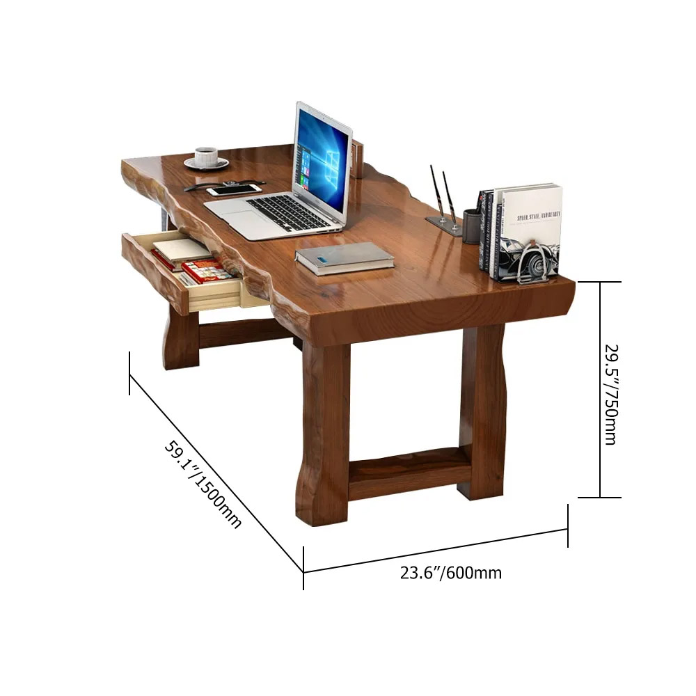 1200mm Rustikaler Computer-Schreibtisch mit Schublade aus Kiefernholz