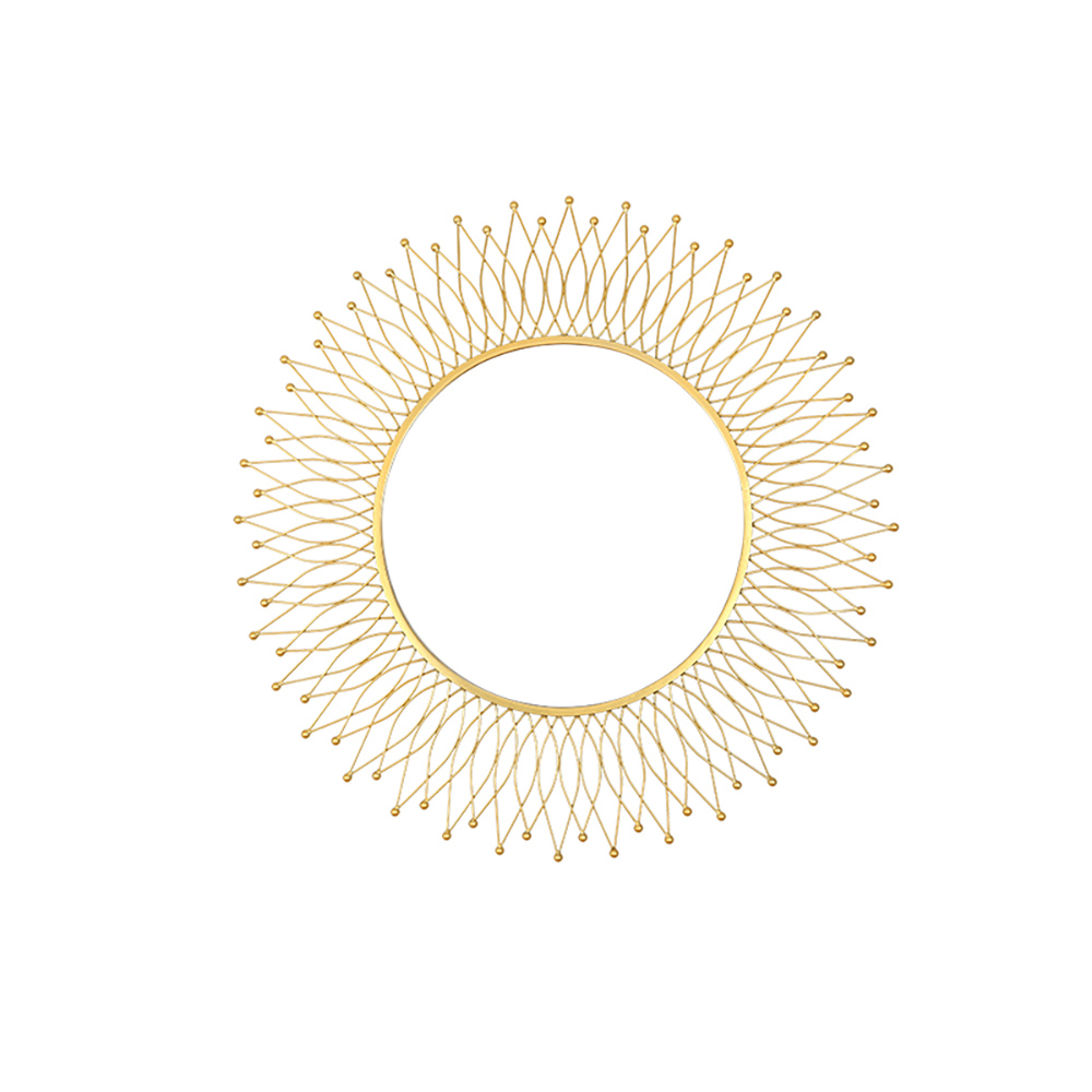 Modern & Luxury Round Gold Sun Metal Wall Mirror Decorative Art