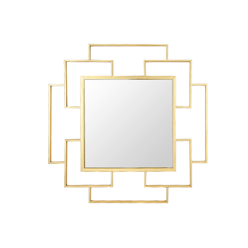 Luxury Geometric Overlapping Gold Metal Wall Mirror Home DecorHomary