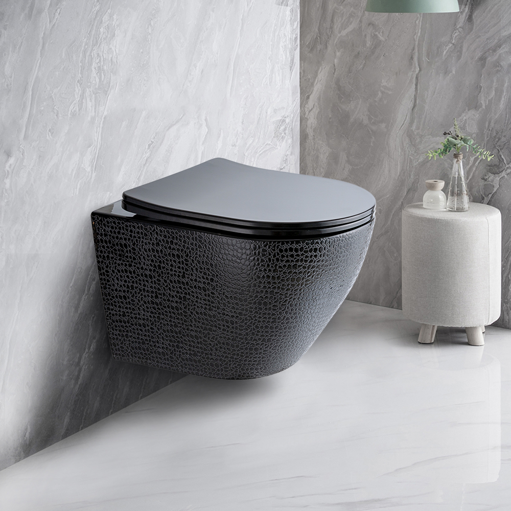 Image of Luxury Round Wall-Mount Toilet Rimless Flushing Ceramic