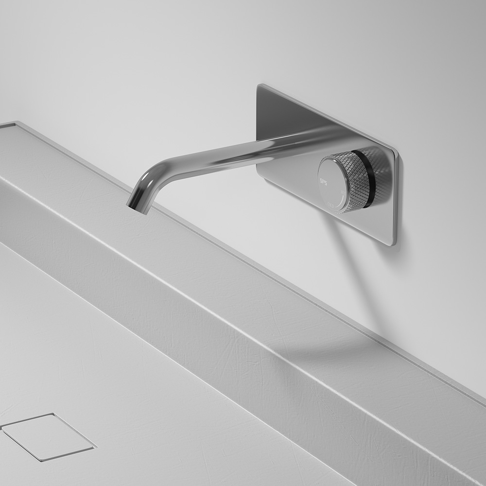 

Modern Wall-Mount Bathroom Sink Faucet with Single Knob in Chrome