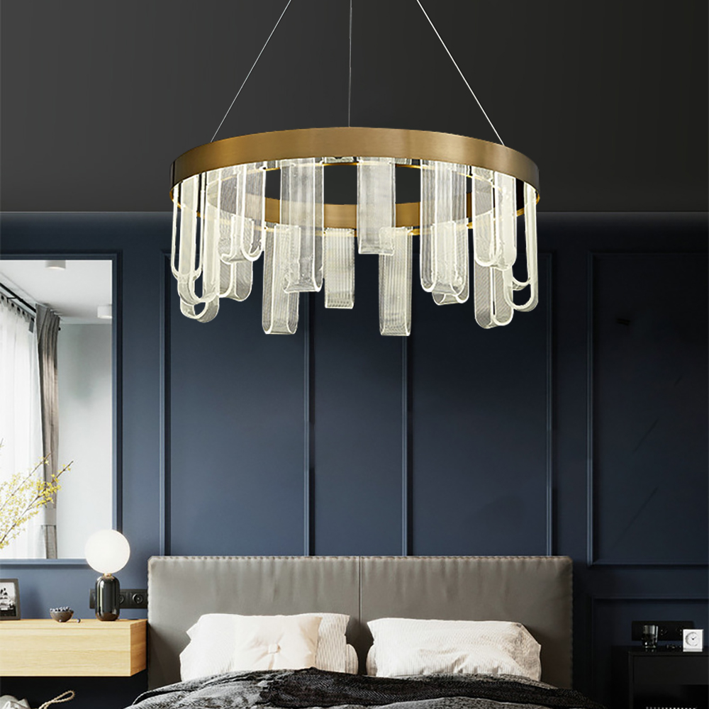 

Modern LED Chandelier with 'U'-Shaped Acrylic Shade & Round Frame