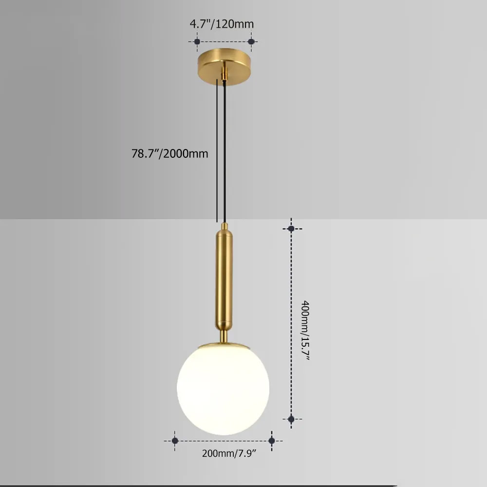 Modern LED Globe White and Gold Single Pendant Light