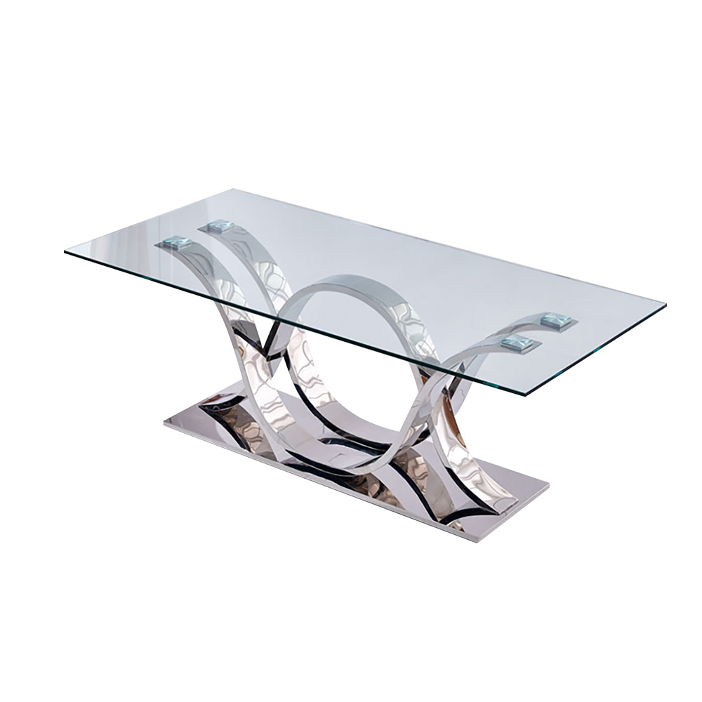 79" Contemporary Rectangle Tempered Glass Top Dining Table