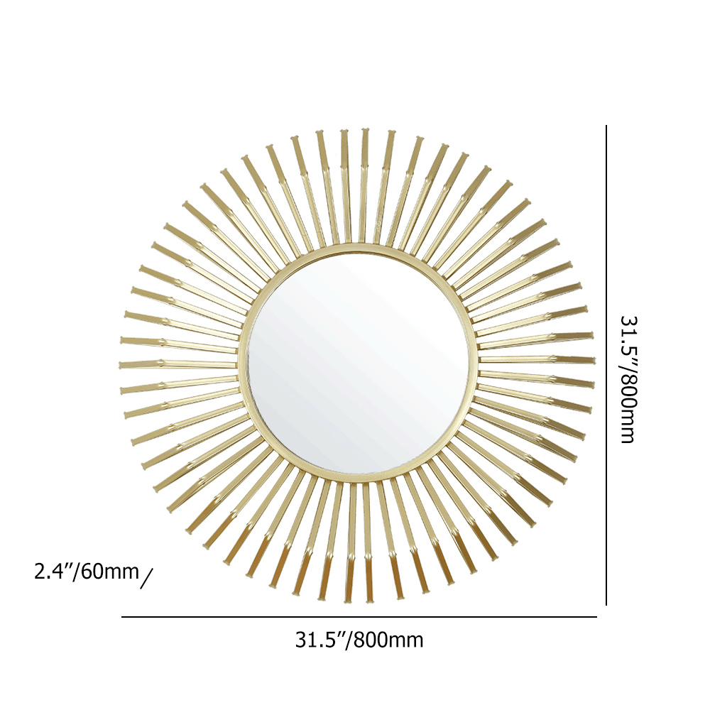 Modern Luxury Gold Sunburst Metal Wall Mirror Home Decor