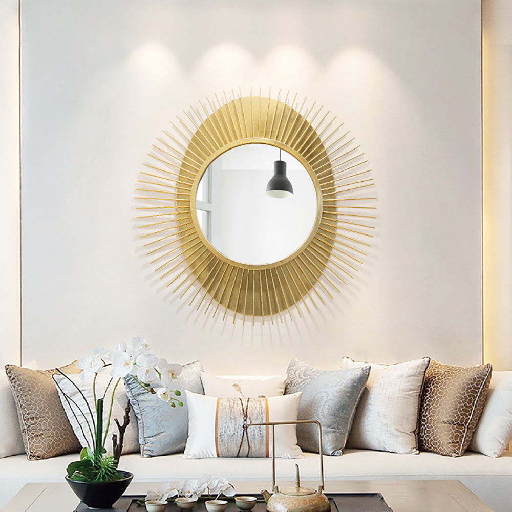 Luxury Creative Sunburst Gold Metal Wall Mirror Home DecorHomary