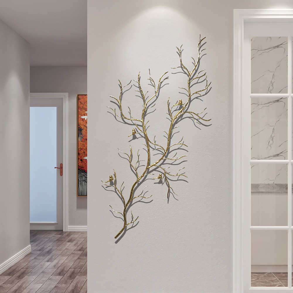 Luxury Creative Metal Branch & Birds Wall Decor Home Art in Gold