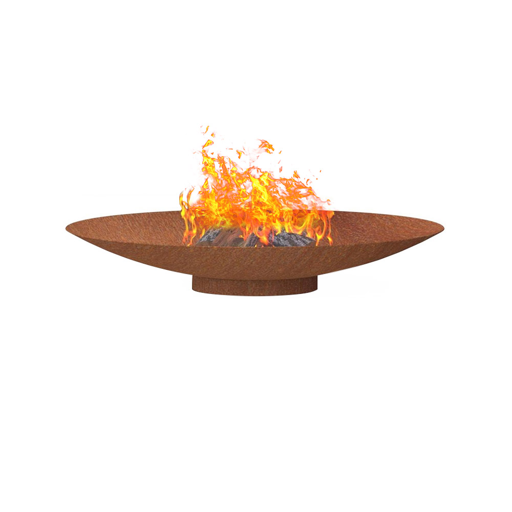 24" Low Outdoor Fire Pit Corten Steel Rust Wood Burning Fire Bowl