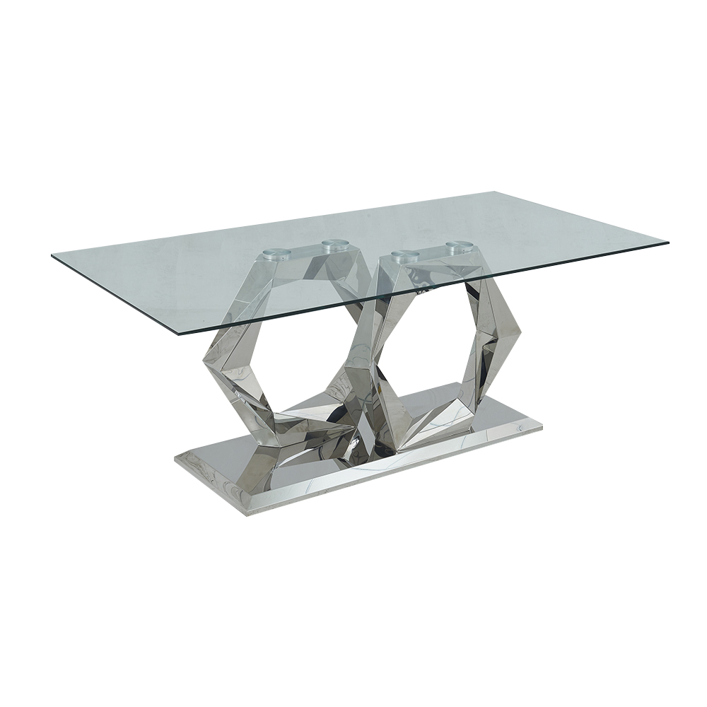 79" Minimalist Tempered Glass Top Rectangle Dining Table