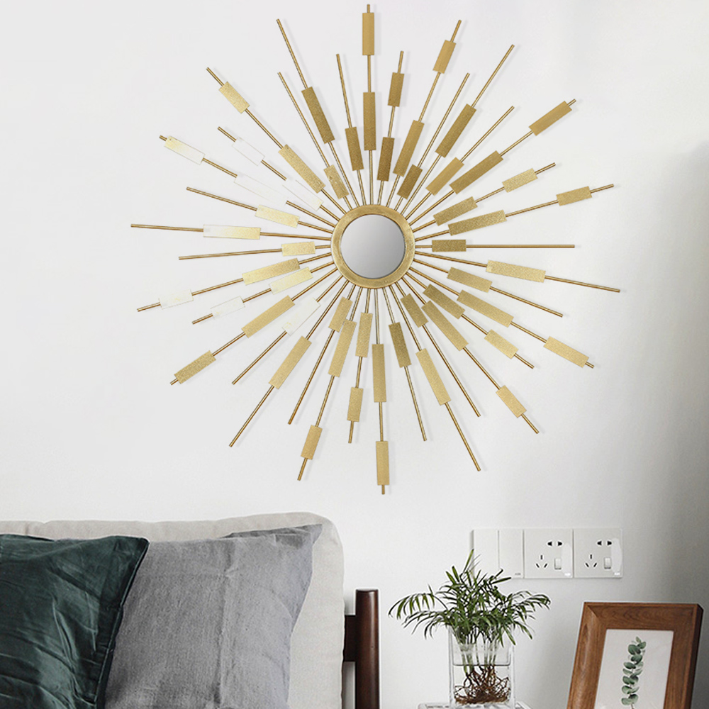 Luxury Creative Gold Sunburst Metal Wall Mirror Home Art