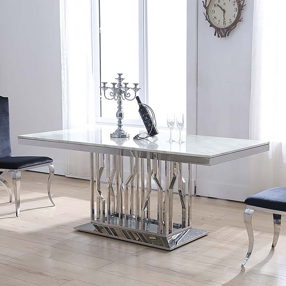 

71" Contemporary Rectangle Dining Table with Stainless Steel Base
