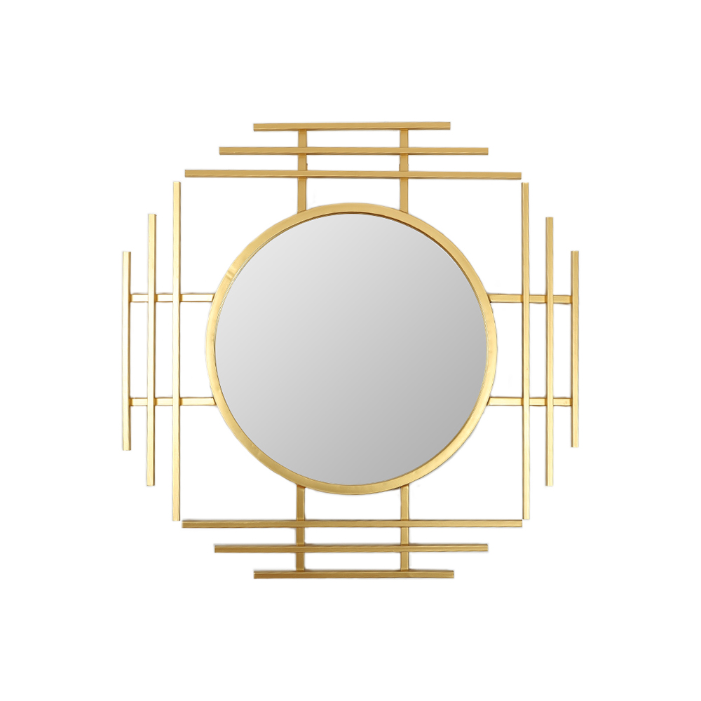 Luxury Stylish 3D Geometric Gold Metal Wall Mirror Overlapping Home Decor