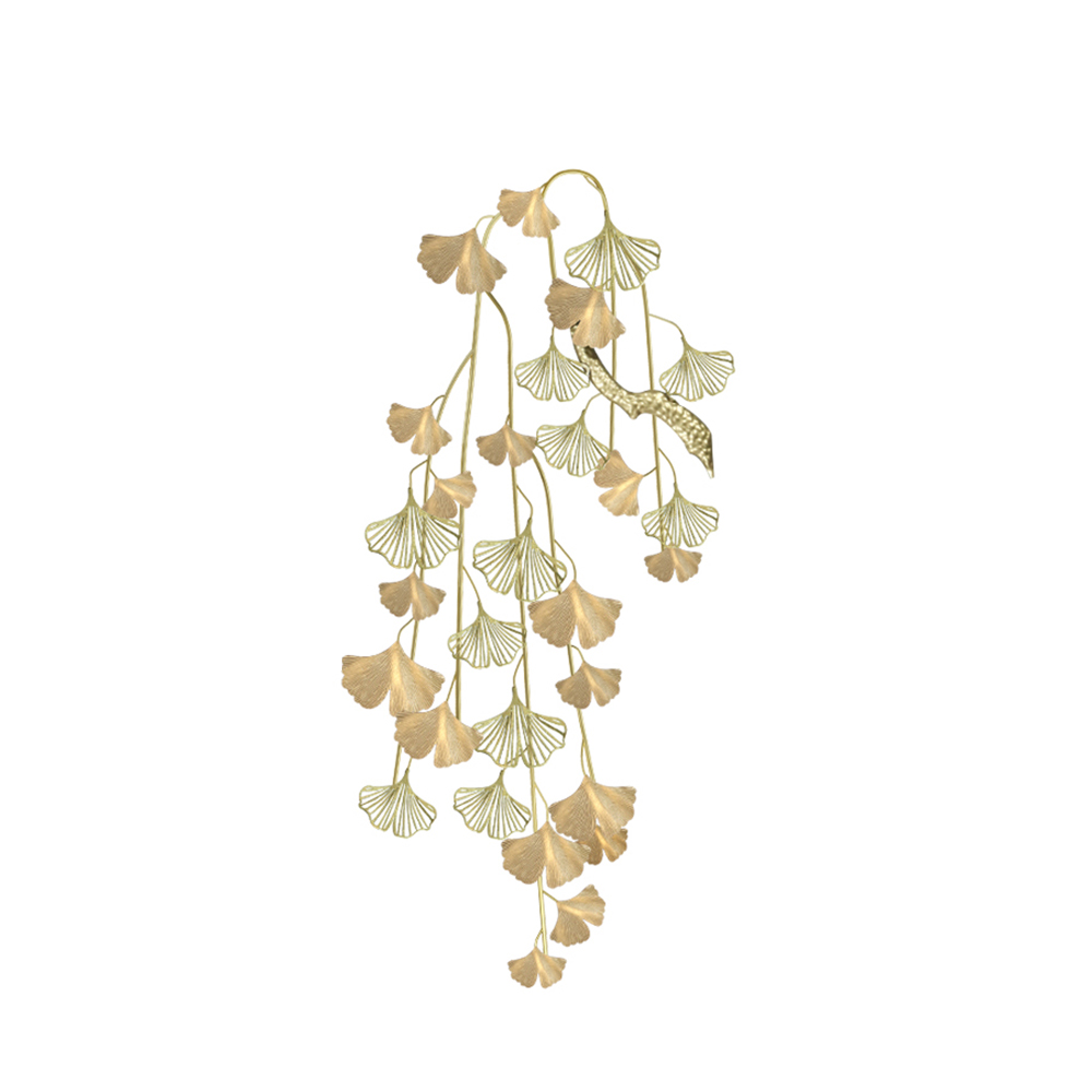 Luxury Hollow-out Ginkgo Leaves Wall Decor Home Art in Gold Metal