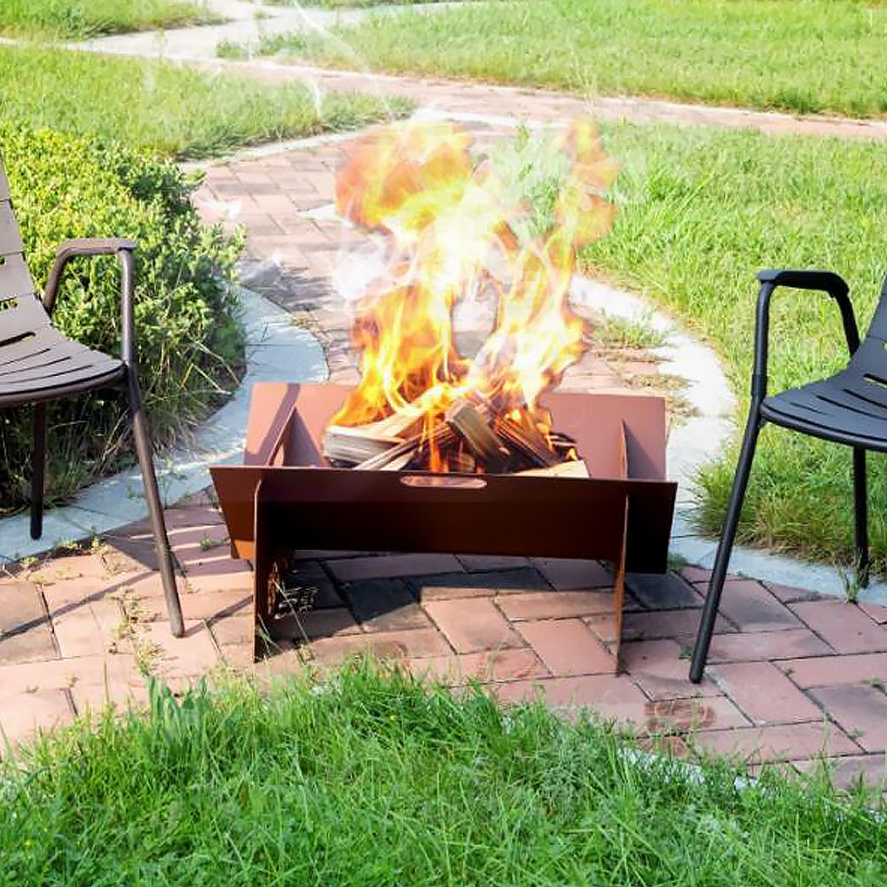 20" Outdoor Fire Pit Wood Burning Thick Corten Steel V-shaped