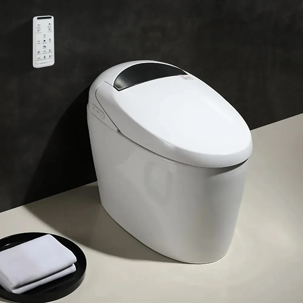 Contemporary Smart One-piece Floor Mounted Toilet And Bidet Foot Induction And Automatic Flushing With Seat In White/white&black-white&black
